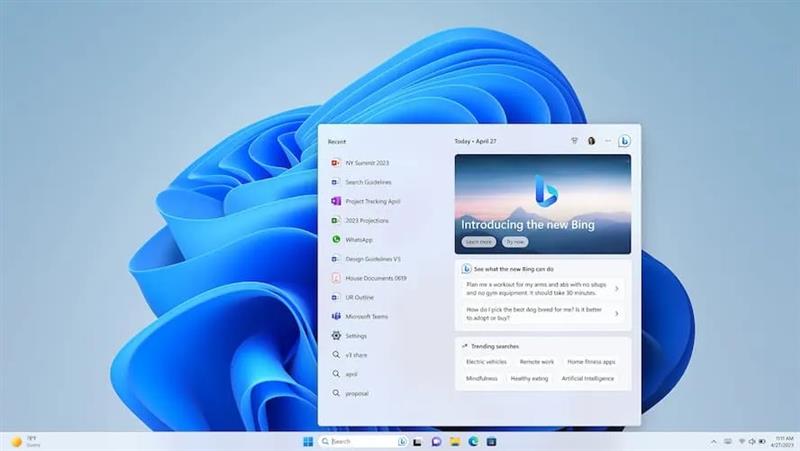 ادغام ویندوز 11 با بینگ