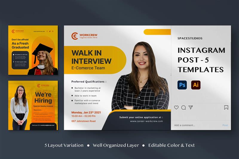 قالب آماده پست اینستاگرام آموزشی