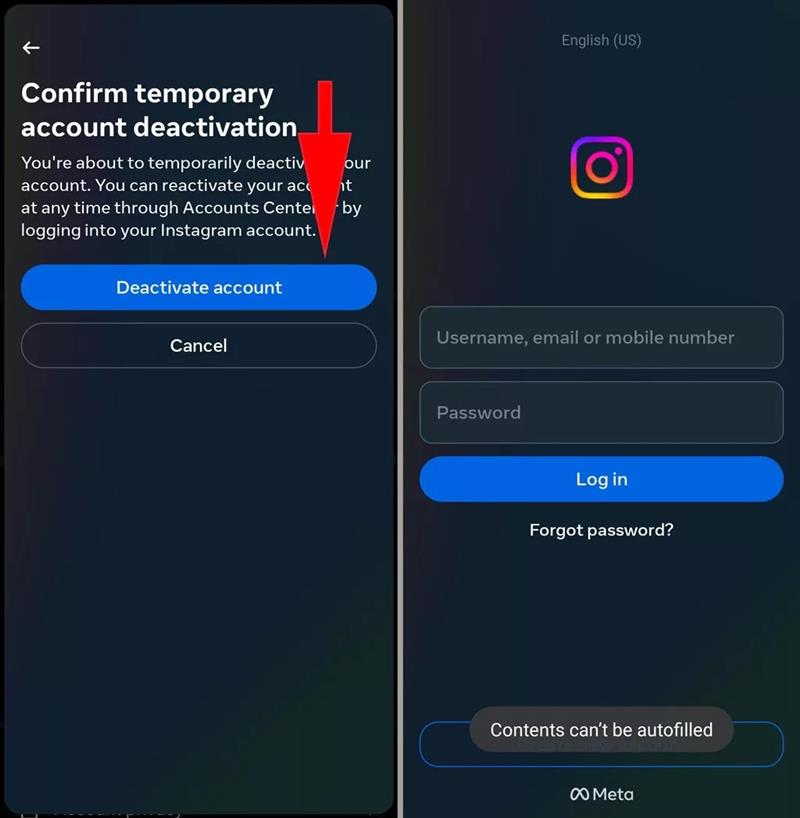  غیرفعال کردن موقت اینستاگرام 
