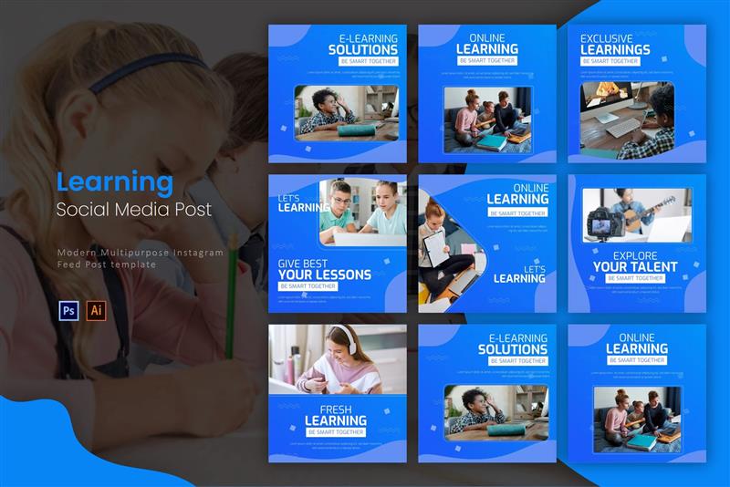 قالب آماده پست اینستاگرام آموزشی