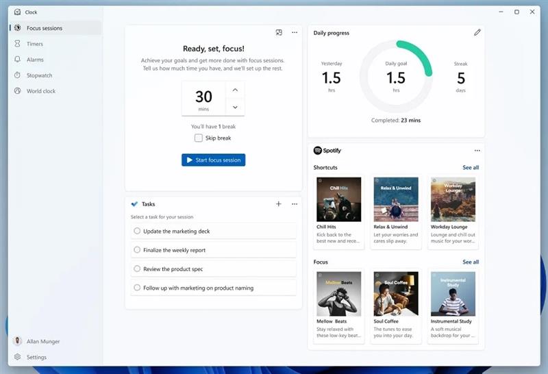 قابلیت Focus Sessions در ویندوز 11