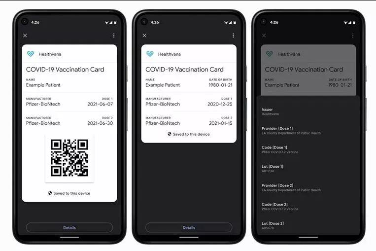 کارت دیجیتال کرونا گوگل