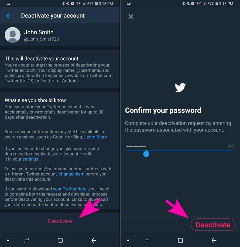 حذف اکانت توییتر در دستگا های اندروید