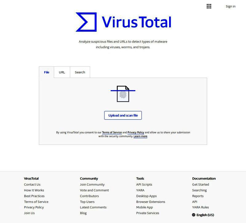 بررسی امنیت سایت با  VirusTotal